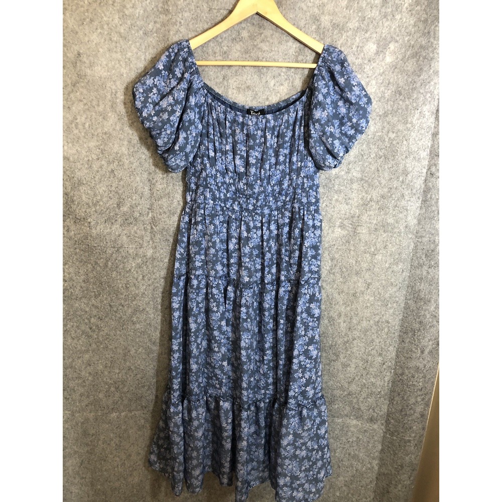 Trixxi Dress Womens Extra Large Blue Floral Boho Hippie‎ Festival Ruffle Prairie